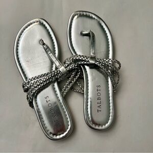 Talbots Metallic Silver Braided Sandals 5M